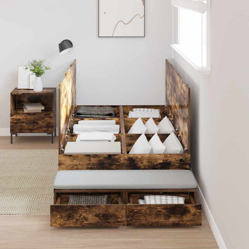 Cadre de lit avec rangement Chêne fumé 90 cm Bois d'ingénierie - XIOS