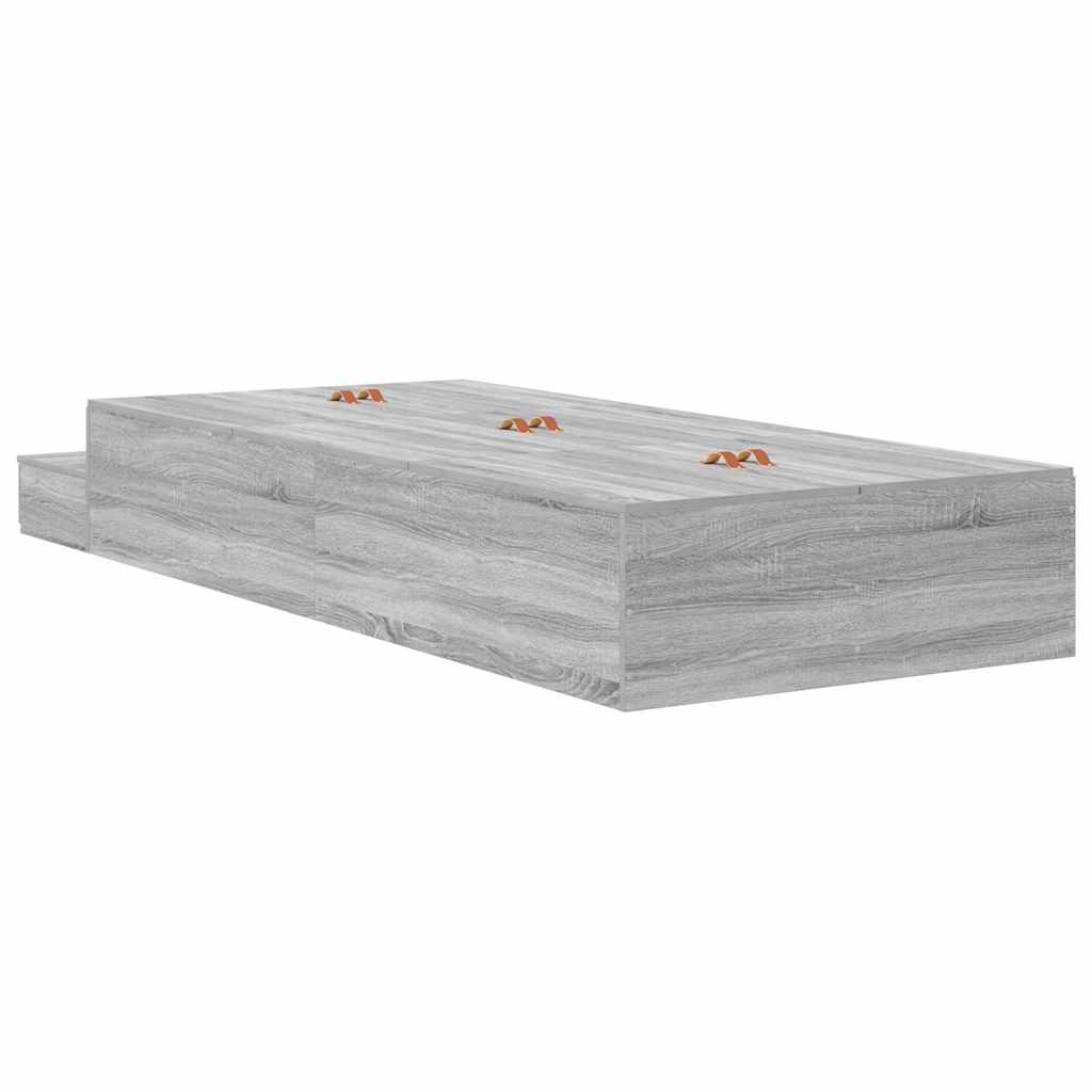 Cadre de lit avec rangement Gris Sonoma 90 cm Bois d'ingénierie - XIOS