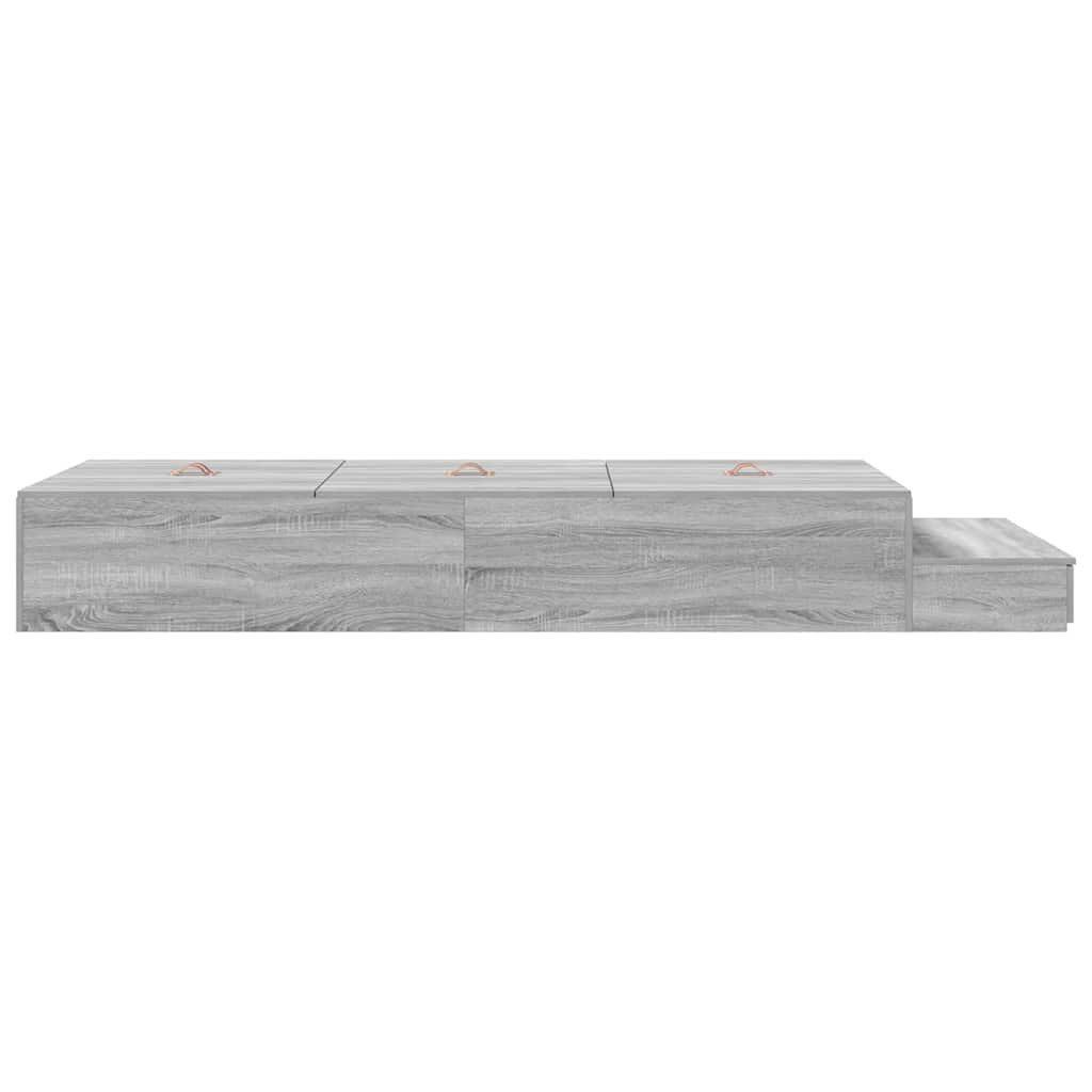 Cadre de lit avec rangement Gris Sonoma 90 cm Bois d'ingénierie - XIOS