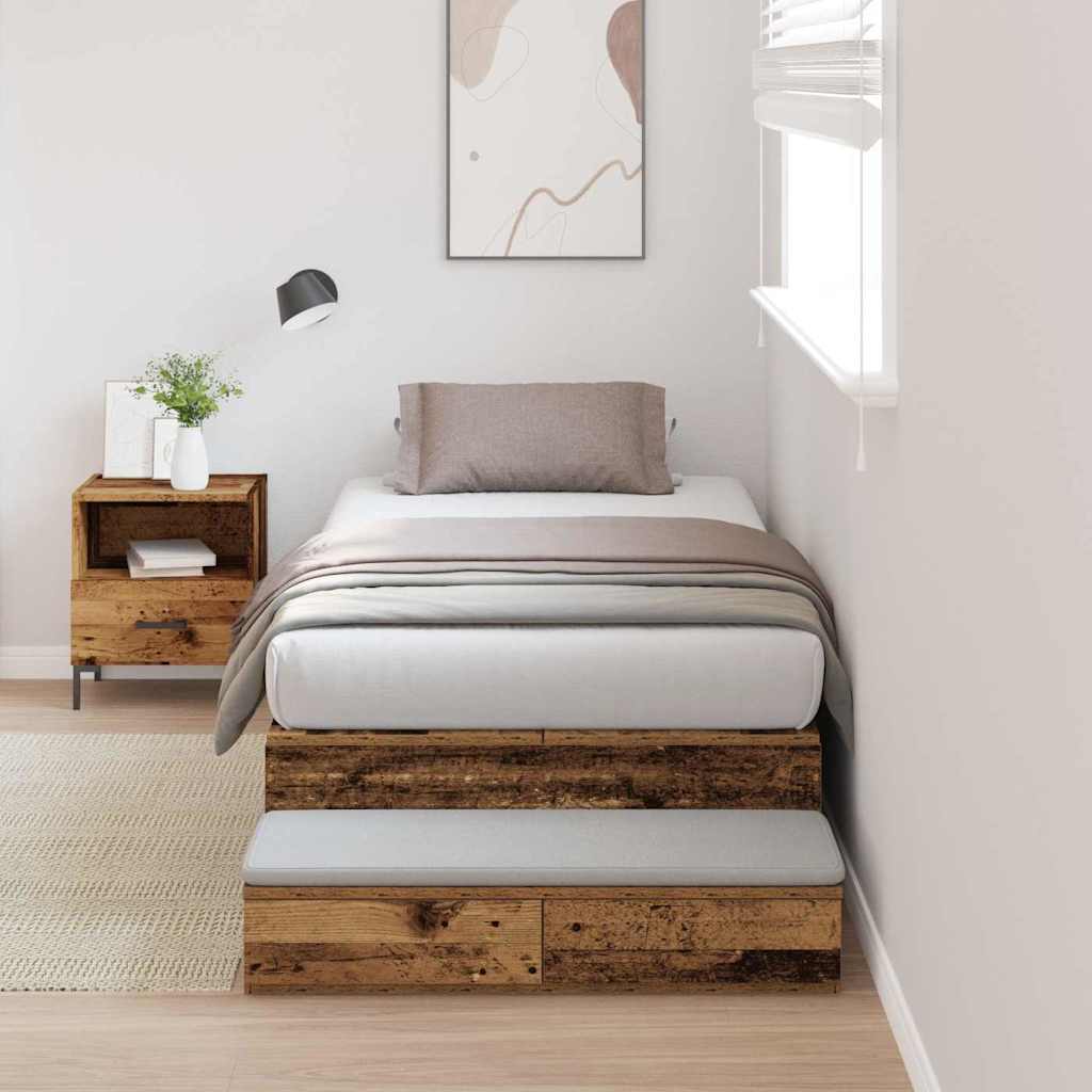 Cadre de lit avec rangement Bois Ancien 90 cm Bois d'ingénierie - XIOS