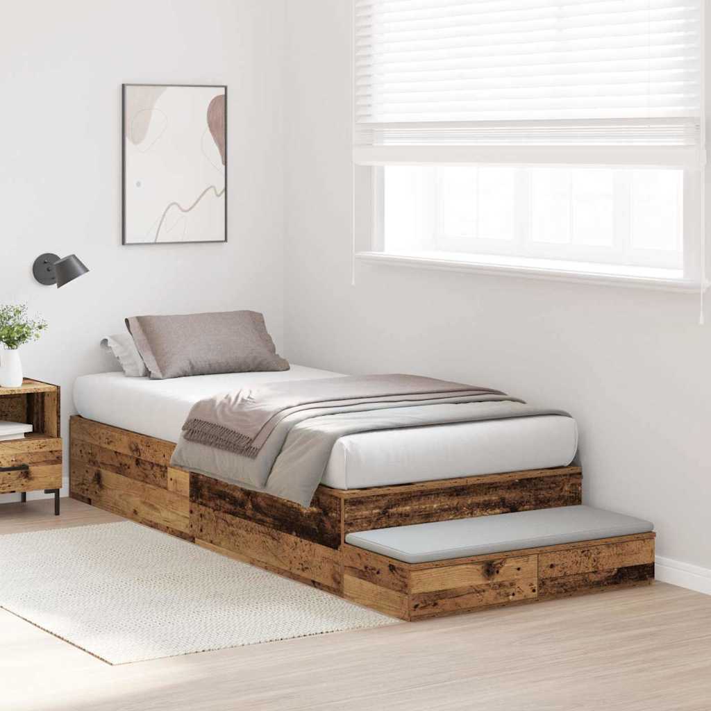 Cadre de lit avec rangement Bois Ancien 90 cm Bois d'ingénierie - XIOS
