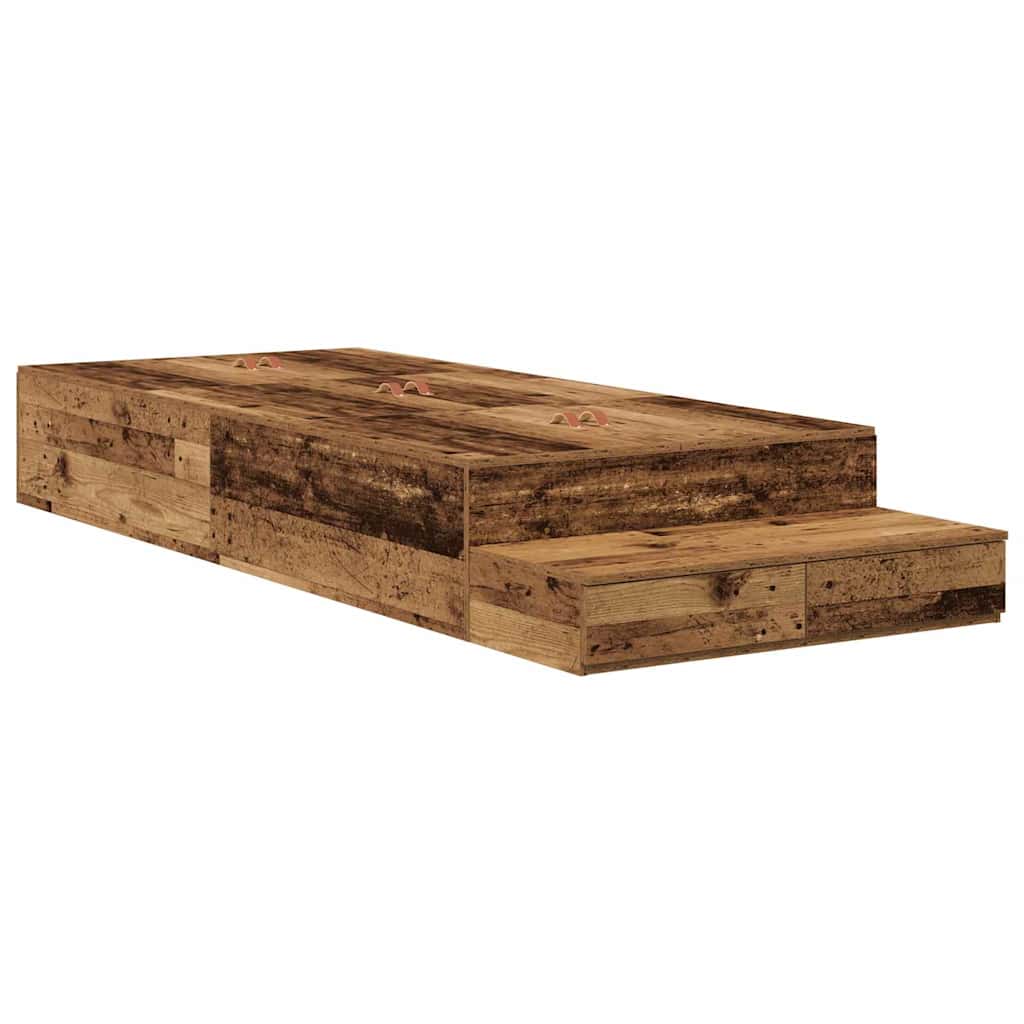 Cadre de lit avec rangement Bois Ancien 90 cm Bois d'ingénierie - XIOS