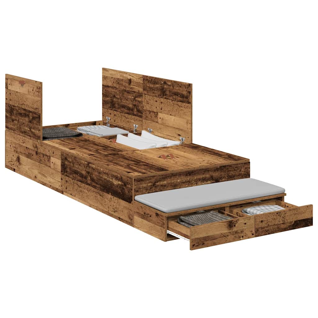 Cadre de lit avec rangement Bois Ancien 90 cm Bois d'ingénierie - XIOS