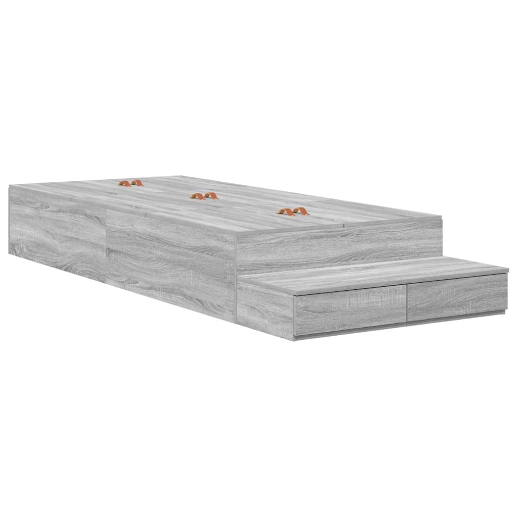 Cadre de lit avec rangement Gris Sonoma 75 cm Bois d'ingénierie