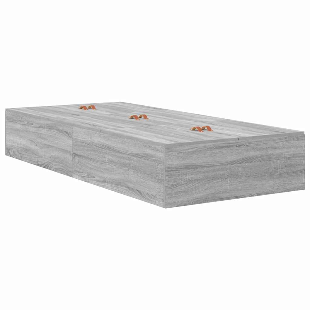 Cadre de lit avec rangement Gris Sonoma 75 cm Bois d'ingénierie