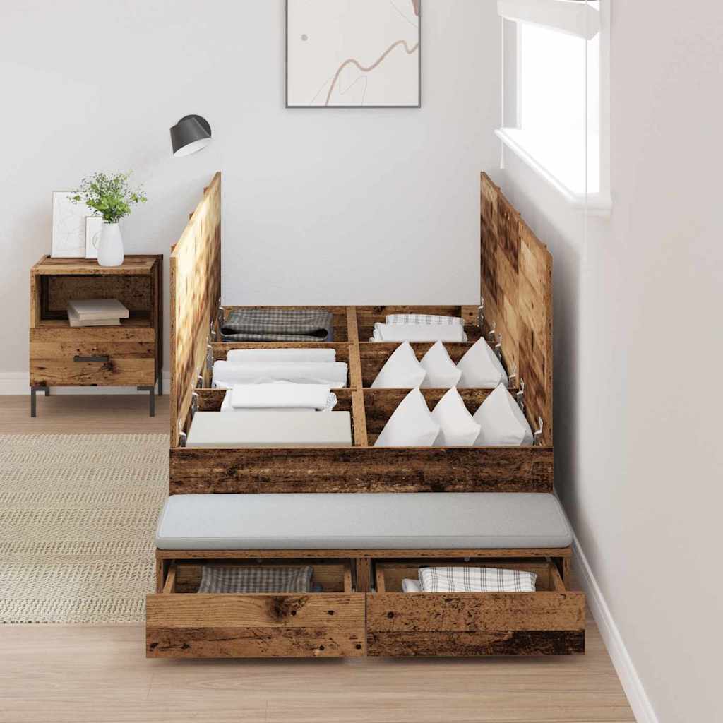 Cadre de lit avec rangement Bois Ancien 75 cm Bois d'ingénierie - XIOS