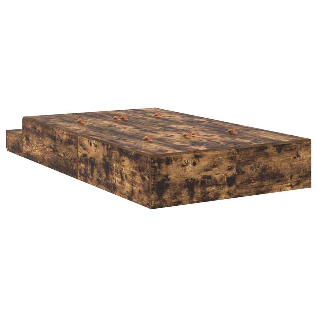 Cadre de lit avec rangement Chêne fumé 120 cm Bois d'ingénierie