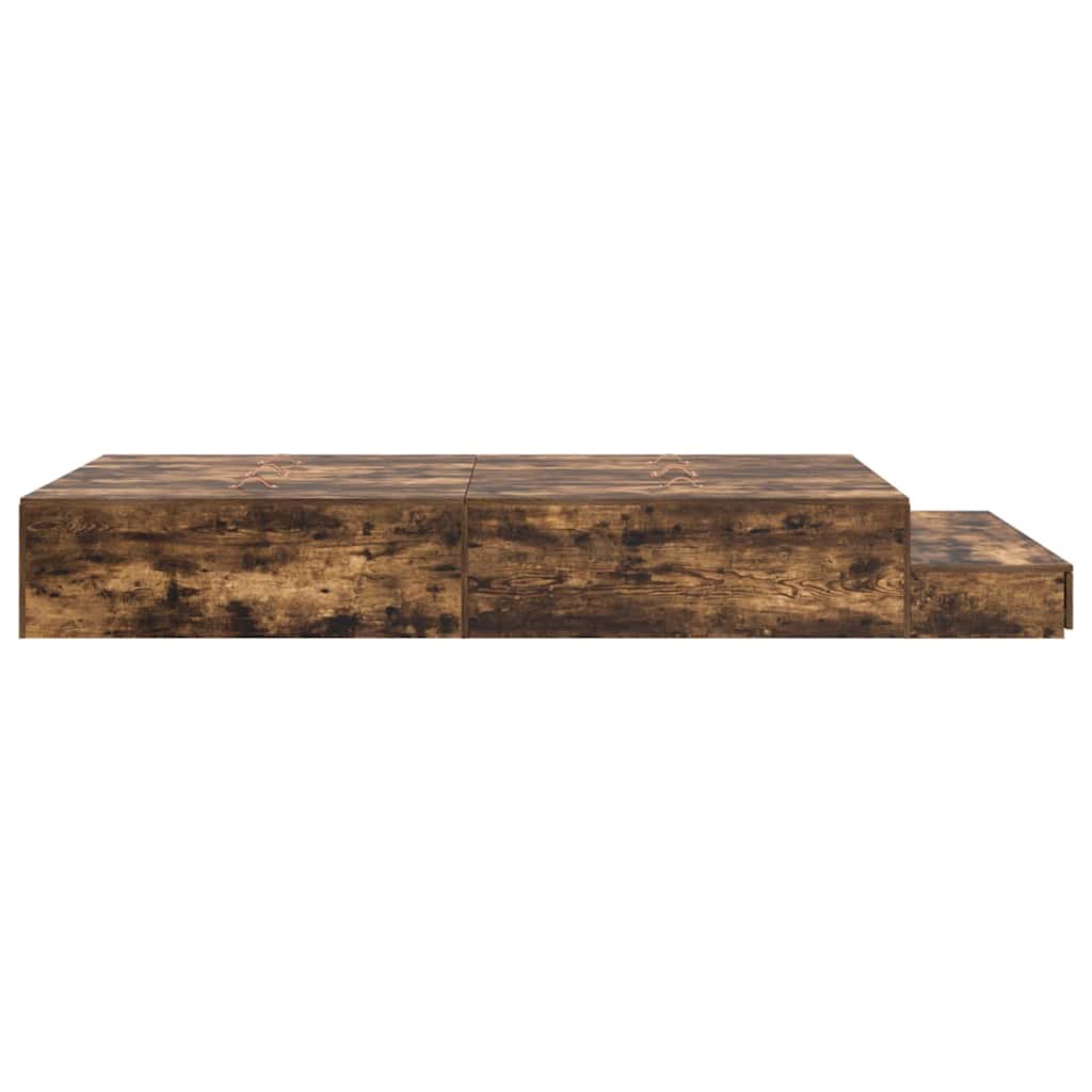 Cadre de lit avec rangement Chêne fumé 120 cm Bois d'ingénierie