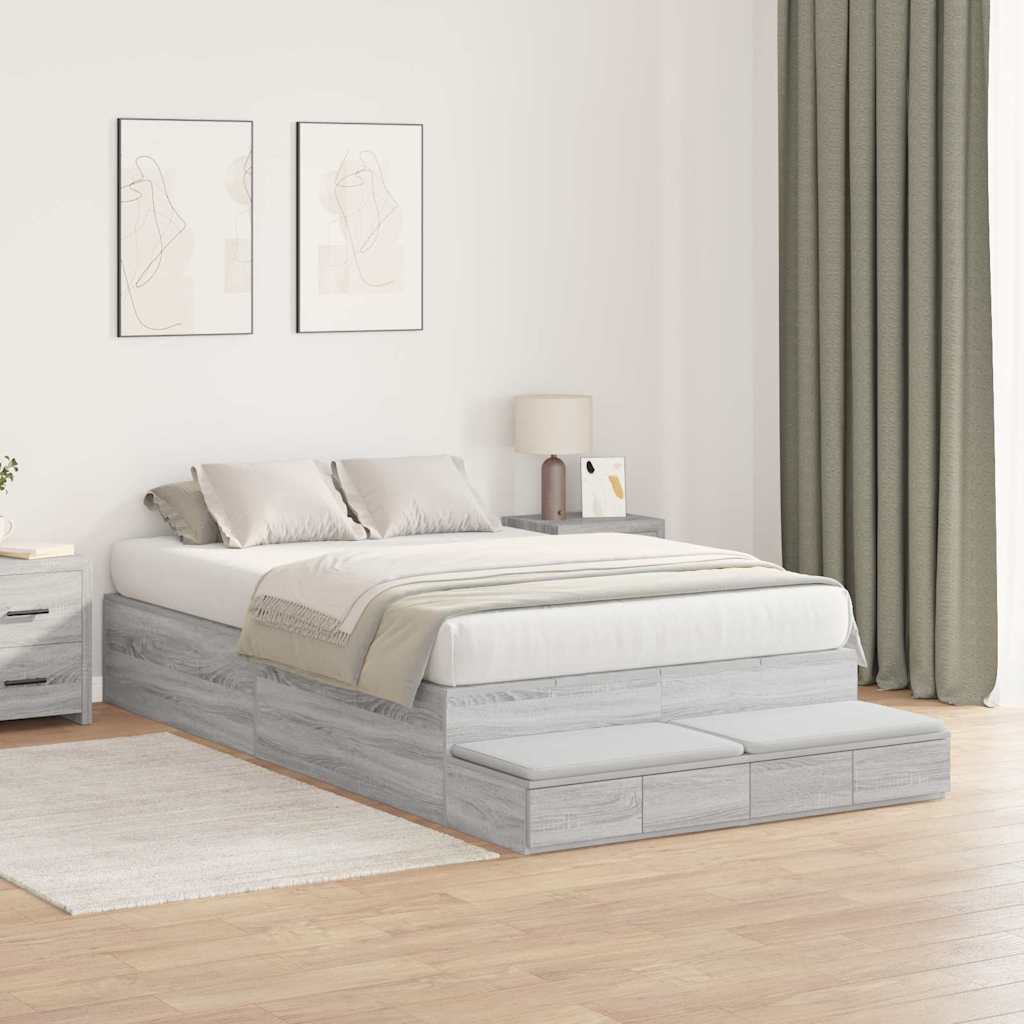 Cadre de lit avec rangement avec tiroir Gris Sonoma 120 cm - XIOS