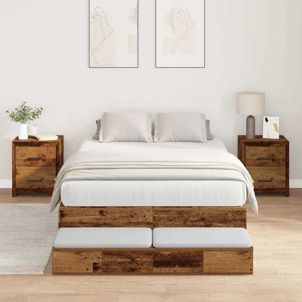 Cadre de lit avec rangement avec tiroir Bois Ancien 120 cm - XIOS