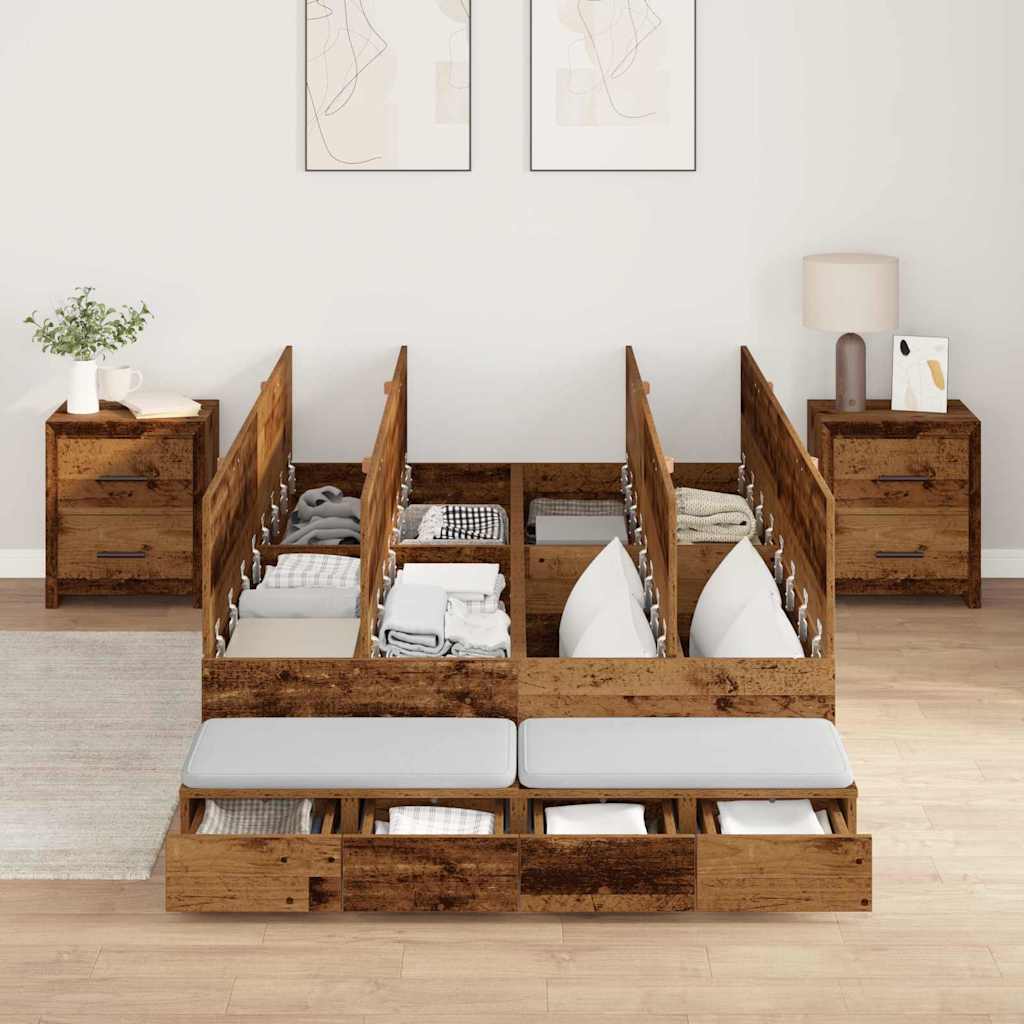 Cadre de lit avec rangement avec tiroir Bois Ancien 120 cm - XIOS