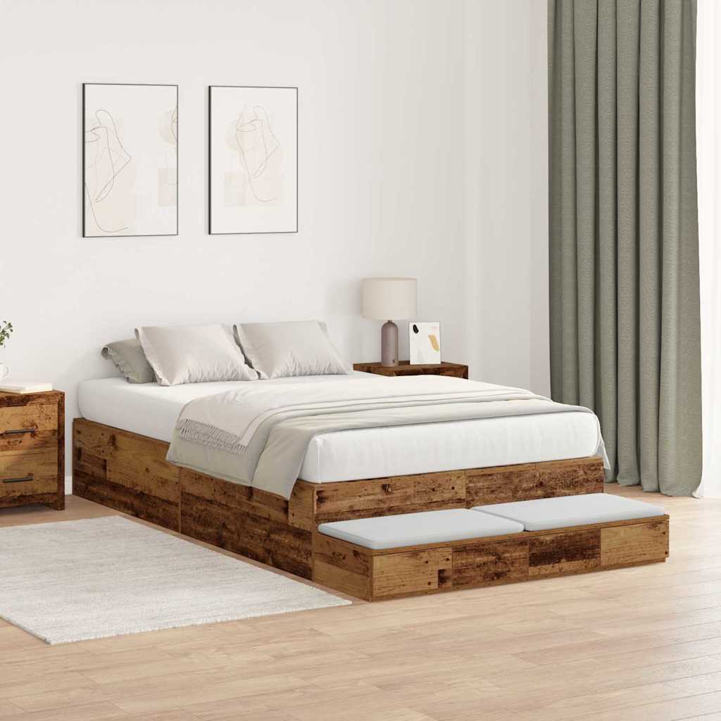 Cadre de lit avec rangement avec tiroir Bois Ancien 120 cm - XIOS