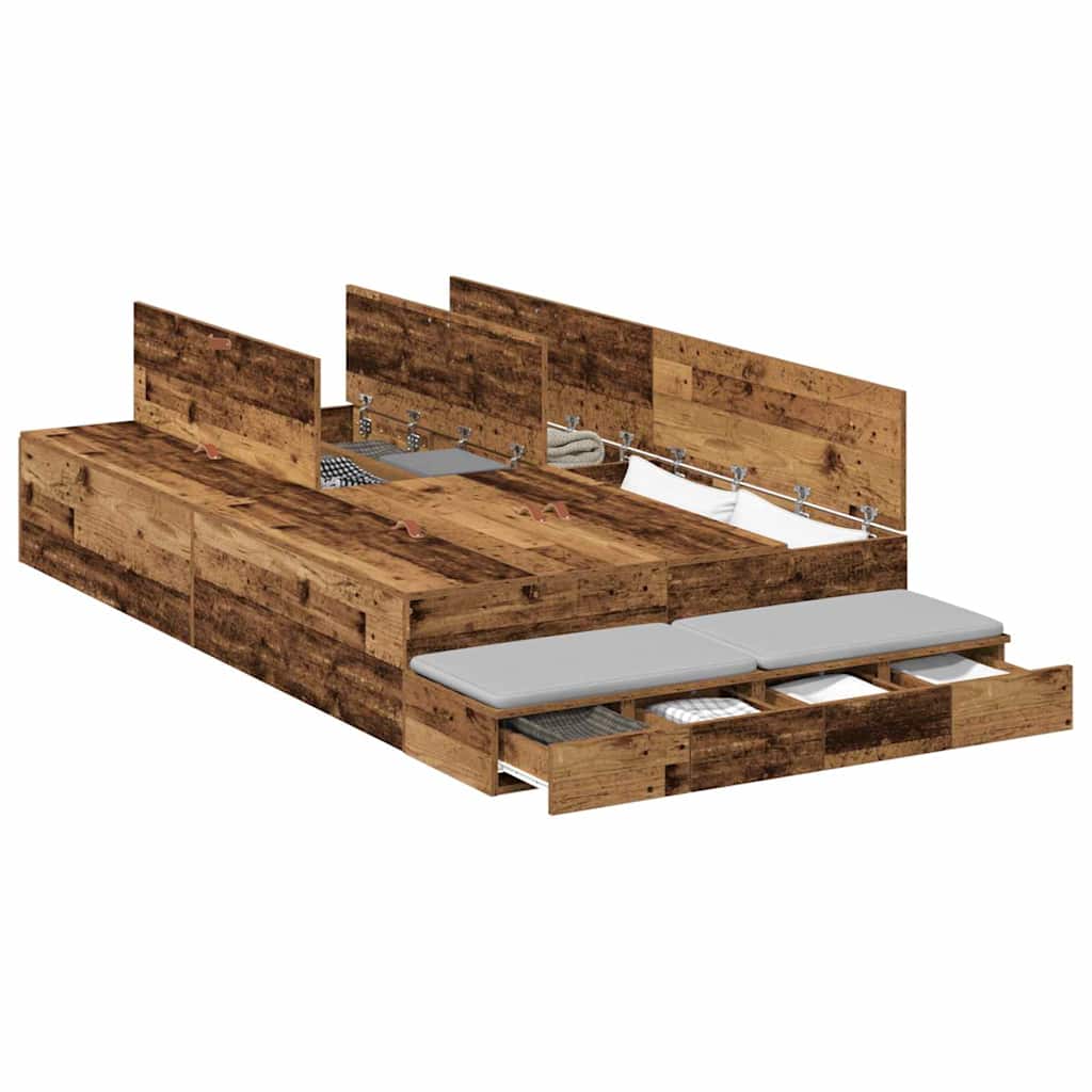 Cadre de lit avec rangement avec tiroir Bois Ancien 120 cm - XIOS