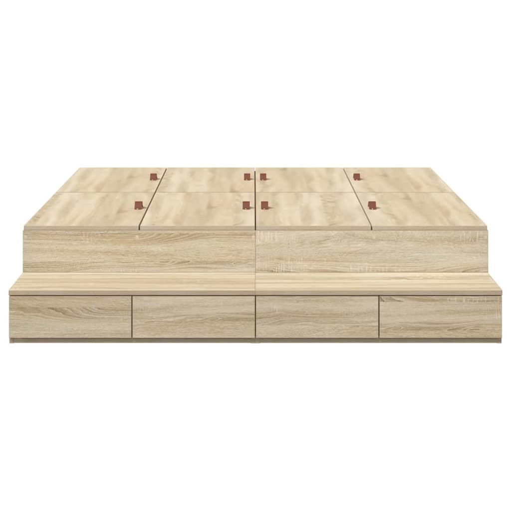 Cadre de lit avec rangement avec tiroir Chêne Sonoma 140 cm