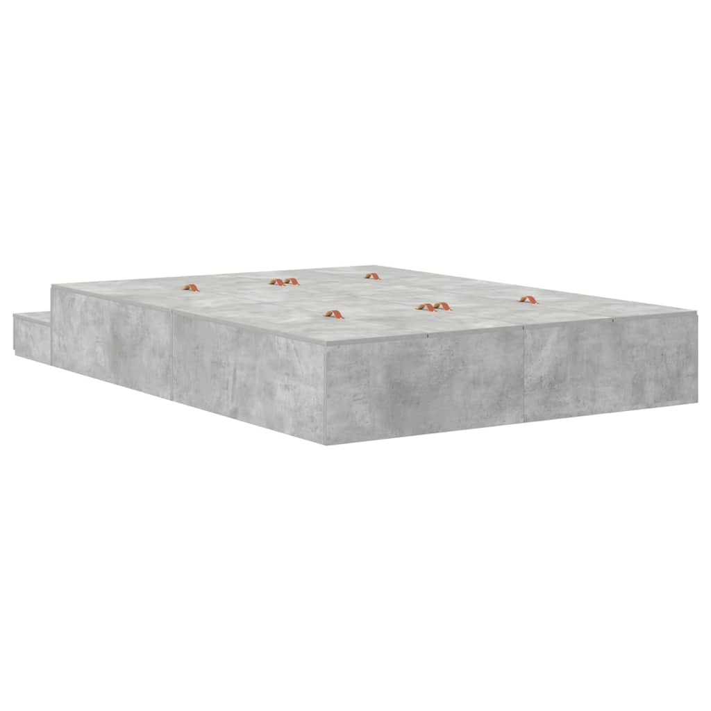 Cadre de lit avec rangement Gris béton 140 cm Bois d'ingénierie - XIOS
