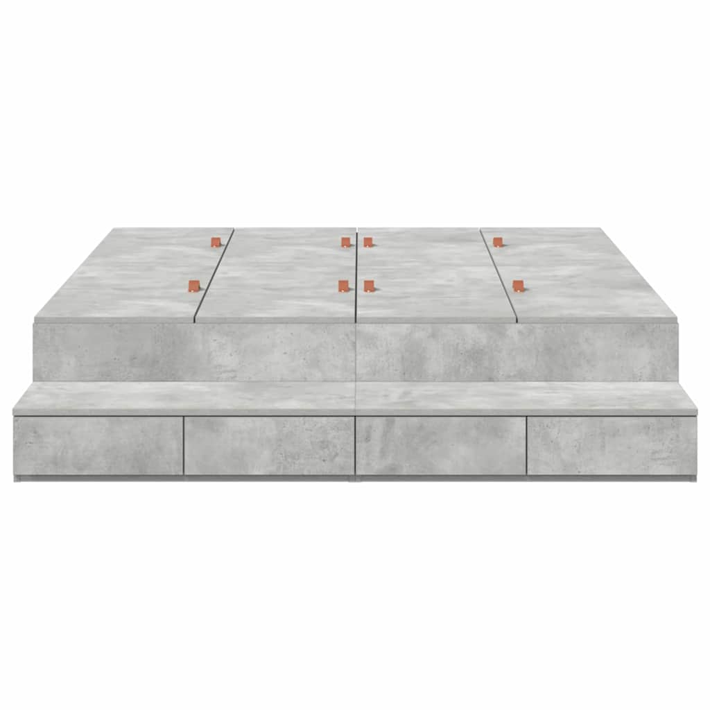 Cadre de lit avec rangement Gris béton 140 cm Bois d'ingénierie - XIOS