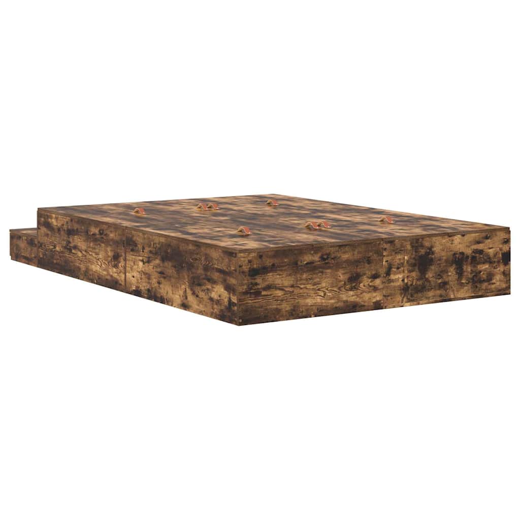 Cadre de lit avec rangement Chêne fumé 140 cm Bois d'ingénierie - XIOS