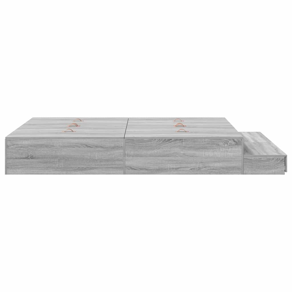 Cadre de lit avec rangement avec tiroir Gris Sonoma 140 cm - XIOS