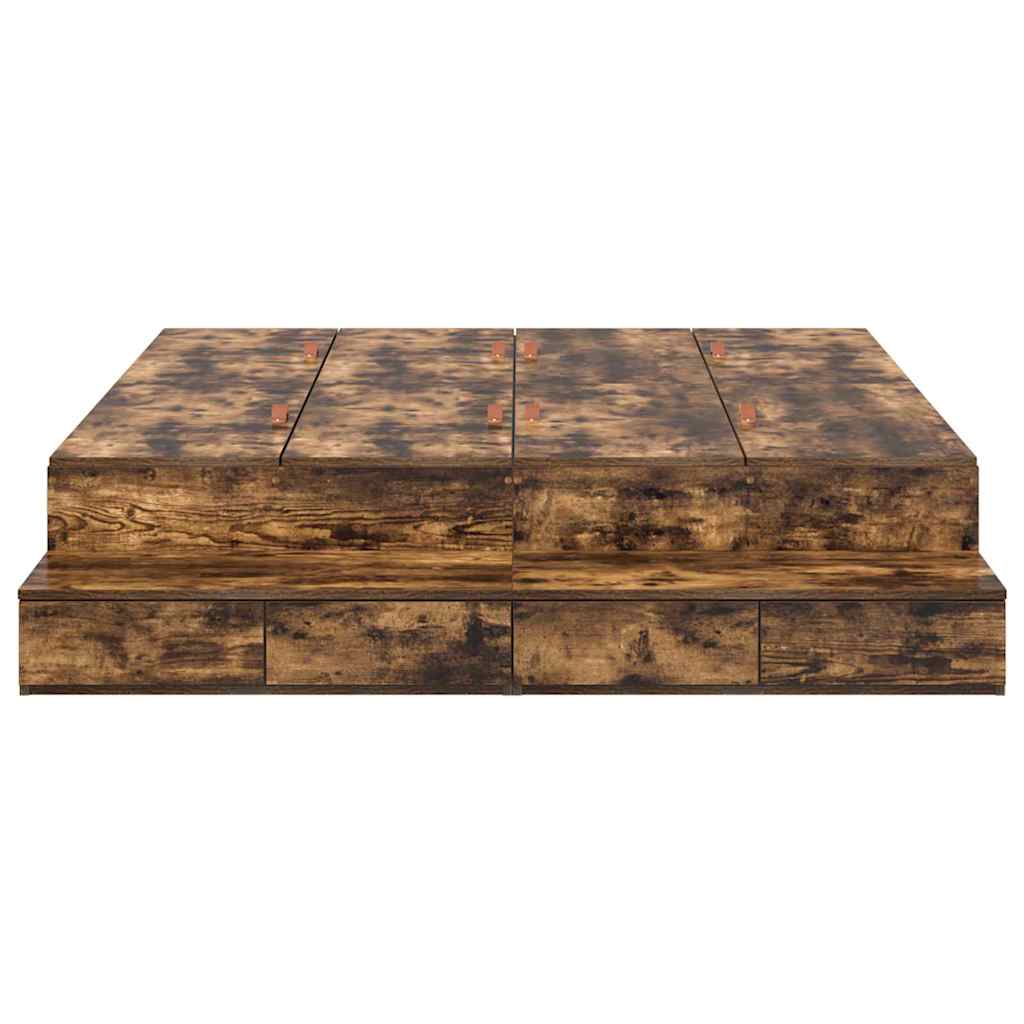 Cadre de lit avec rangement Chêne fumé 135 cm Bois d'ingénierie - XIOS