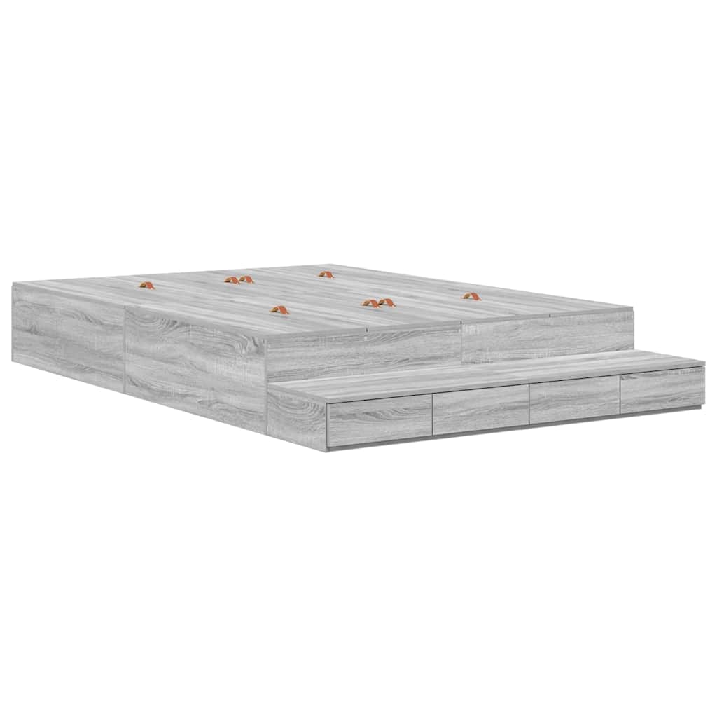Cadre de lit avec rangement avec tiroir Gris Sonoma 135 cm - XIOS