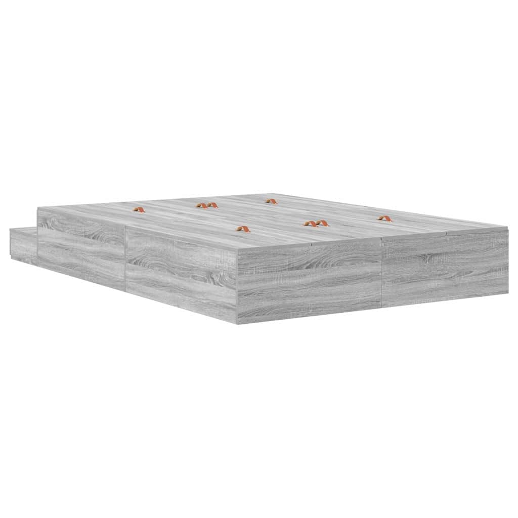 Cadre de lit avec rangement avec tiroir Gris Sonoma 135 cm - XIOS