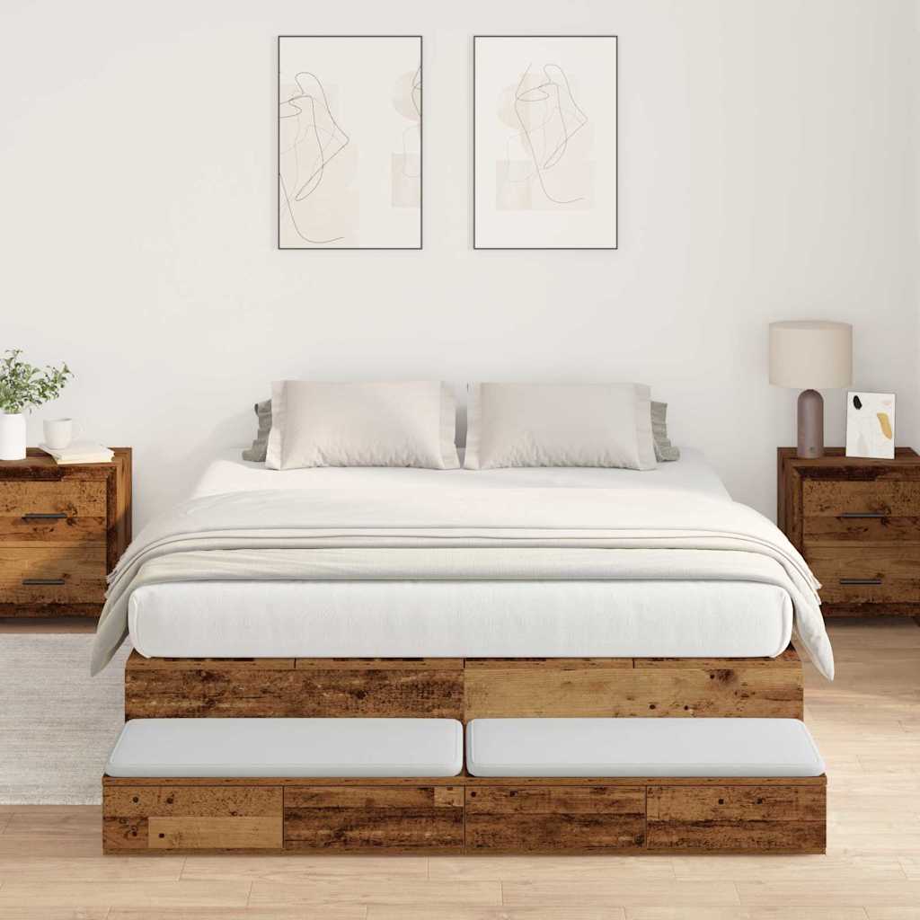 Cadre de lit avec rangement avec tiroir Bois Ancien 135 cm - XIOS