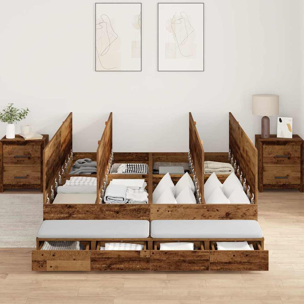 Cadre de lit avec rangement avec tiroir Bois Ancien 135 cm - XIOS