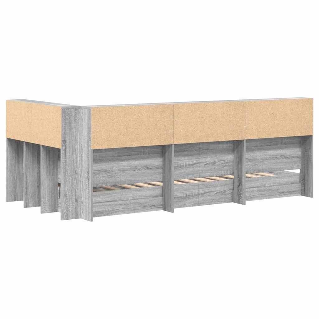 Lit Bibliothèque Sonoma gris 100 x 200 cm Bois d'ingénierie