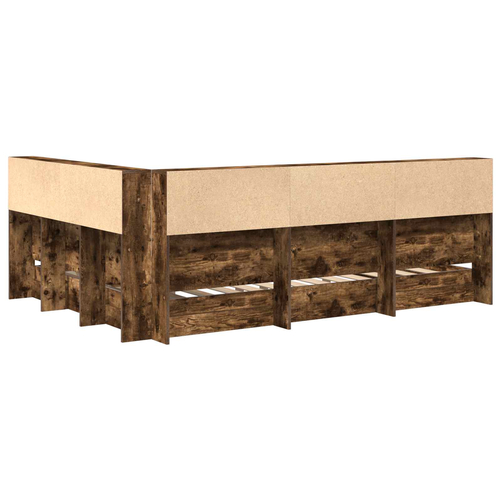Lit Bibliothèque Chêne fumé 140 x 200 cm Bois d'ingénierie