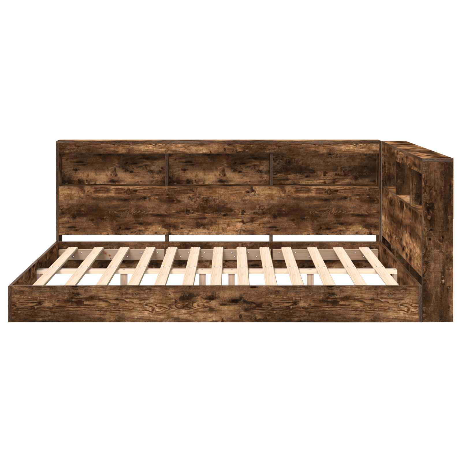 Lit Bibliothèque Chêne fumé 140 x 200 cm Bois d'ingénierie