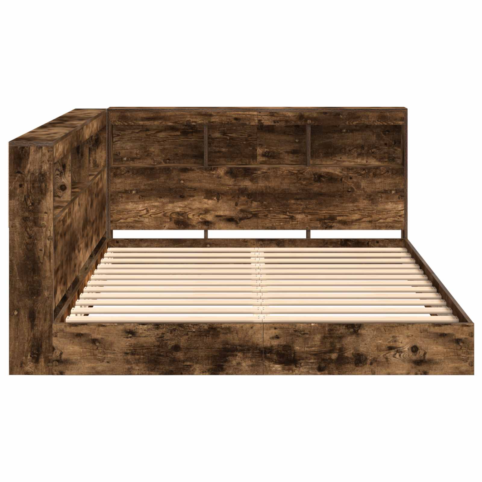Lit Bibliothèque Chêne fumé 140 x 200 cm Bois d'ingénierie