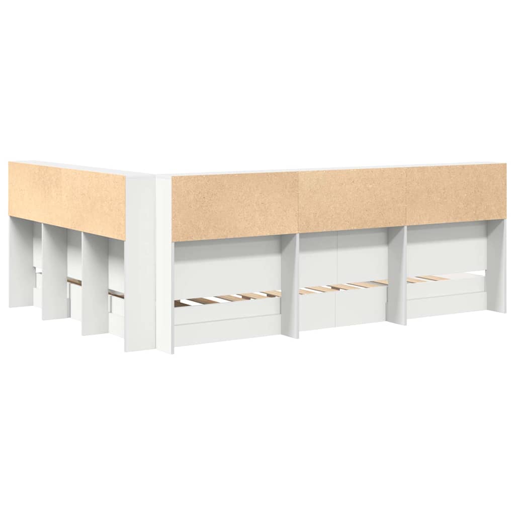Lit Bibliothèque Blanc 160 x 200 cm Bois d'ingénierie - XIOS