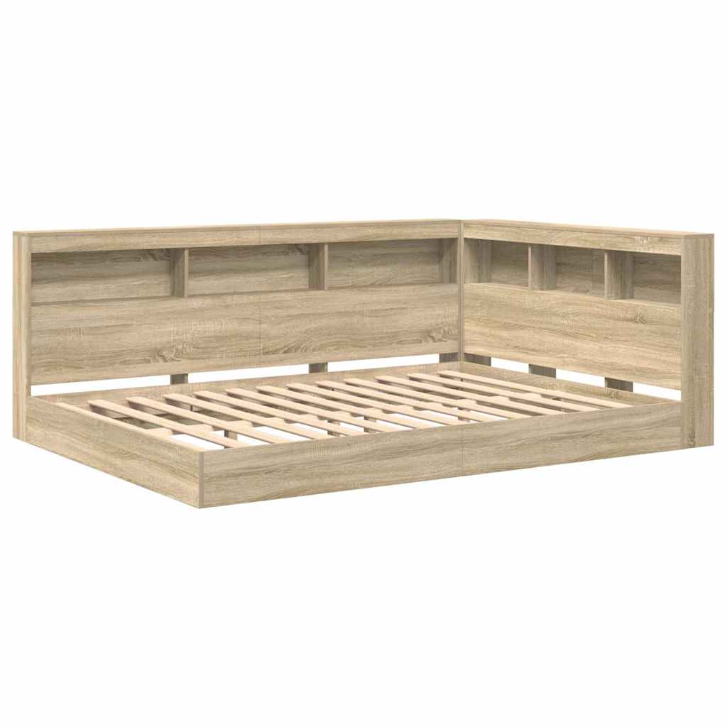 Lit Bibliothèque Chêne sonoma 160 x 200 cm Bois d'ingénierie
