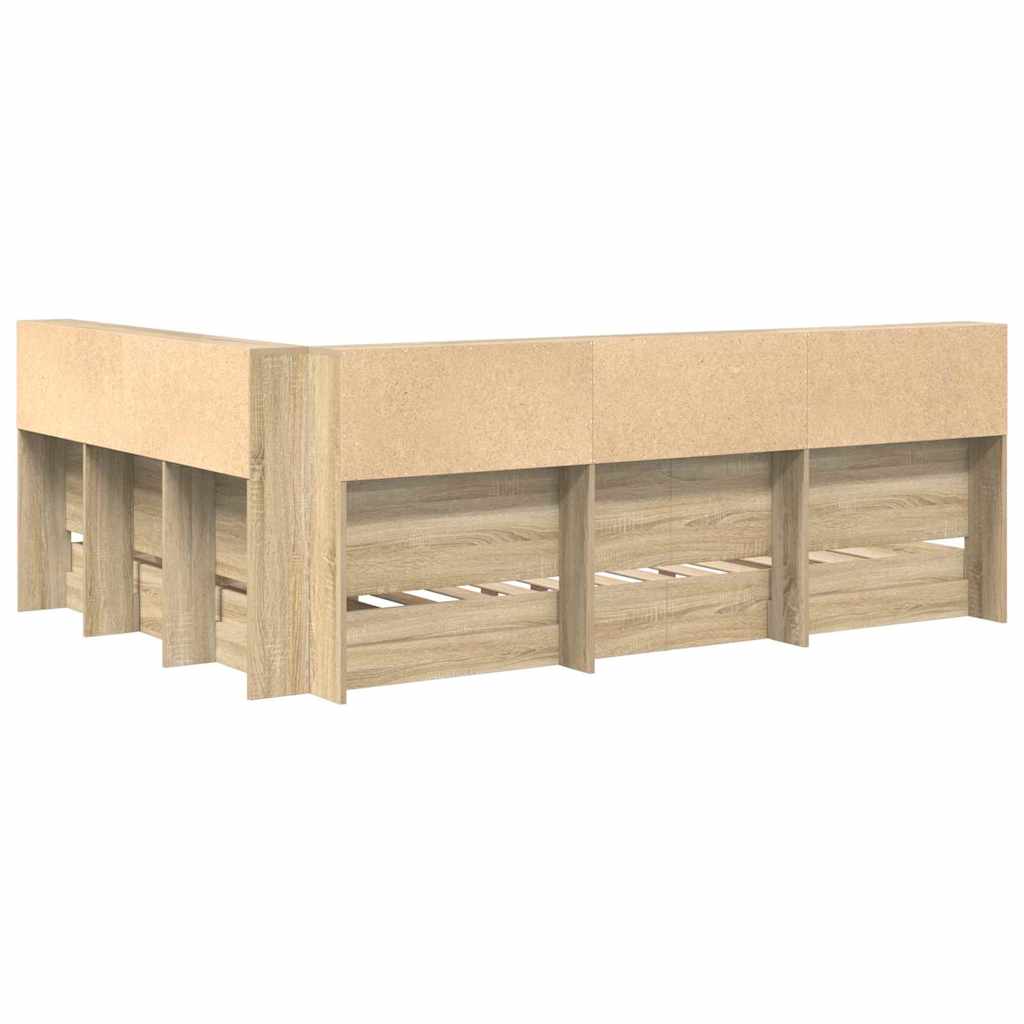 Lit Bibliothèque Chêne sonoma 160 x 200 cm Bois d'ingénierie