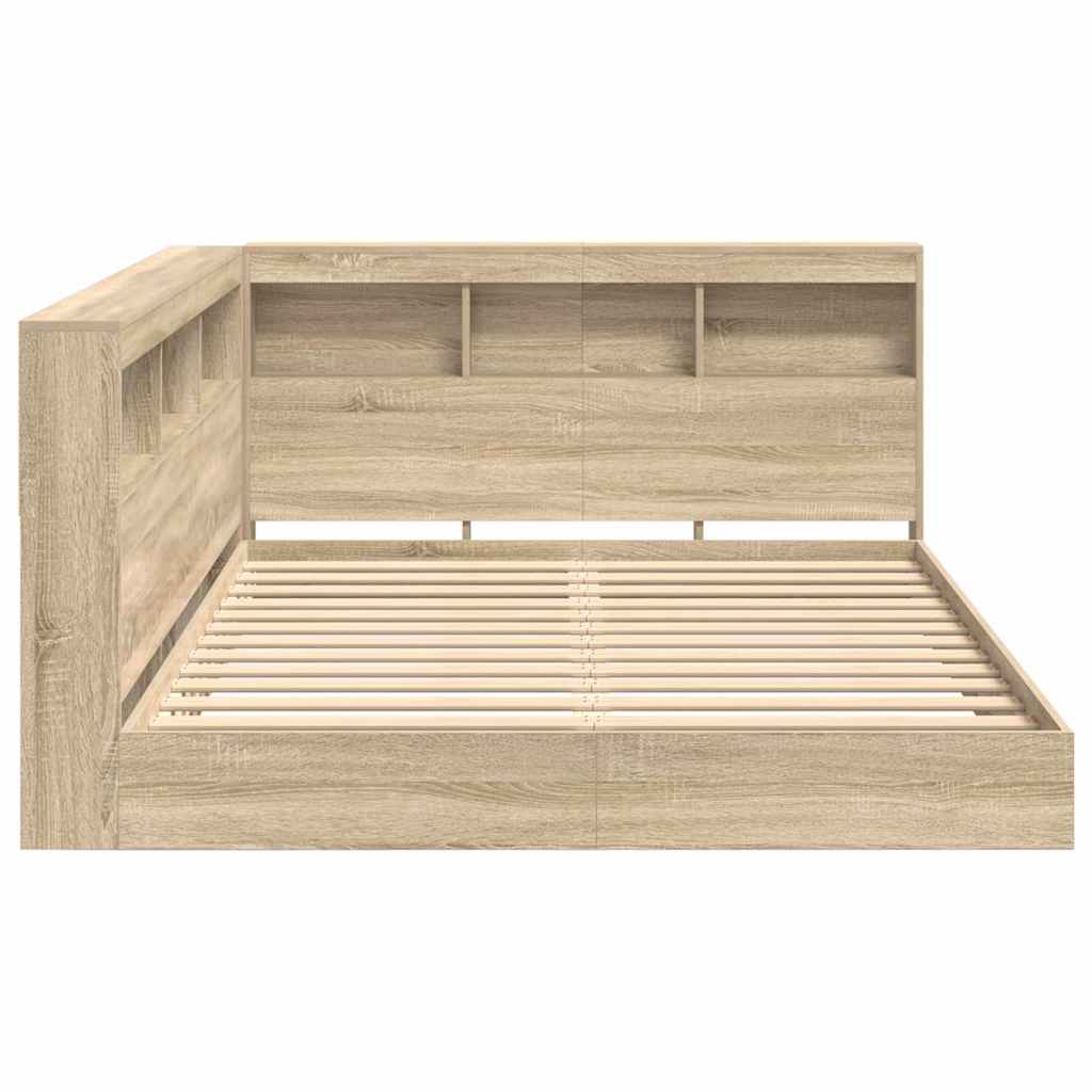 Lit Bibliothèque Chêne sonoma 160 x 200 cm Bois d'ingénierie