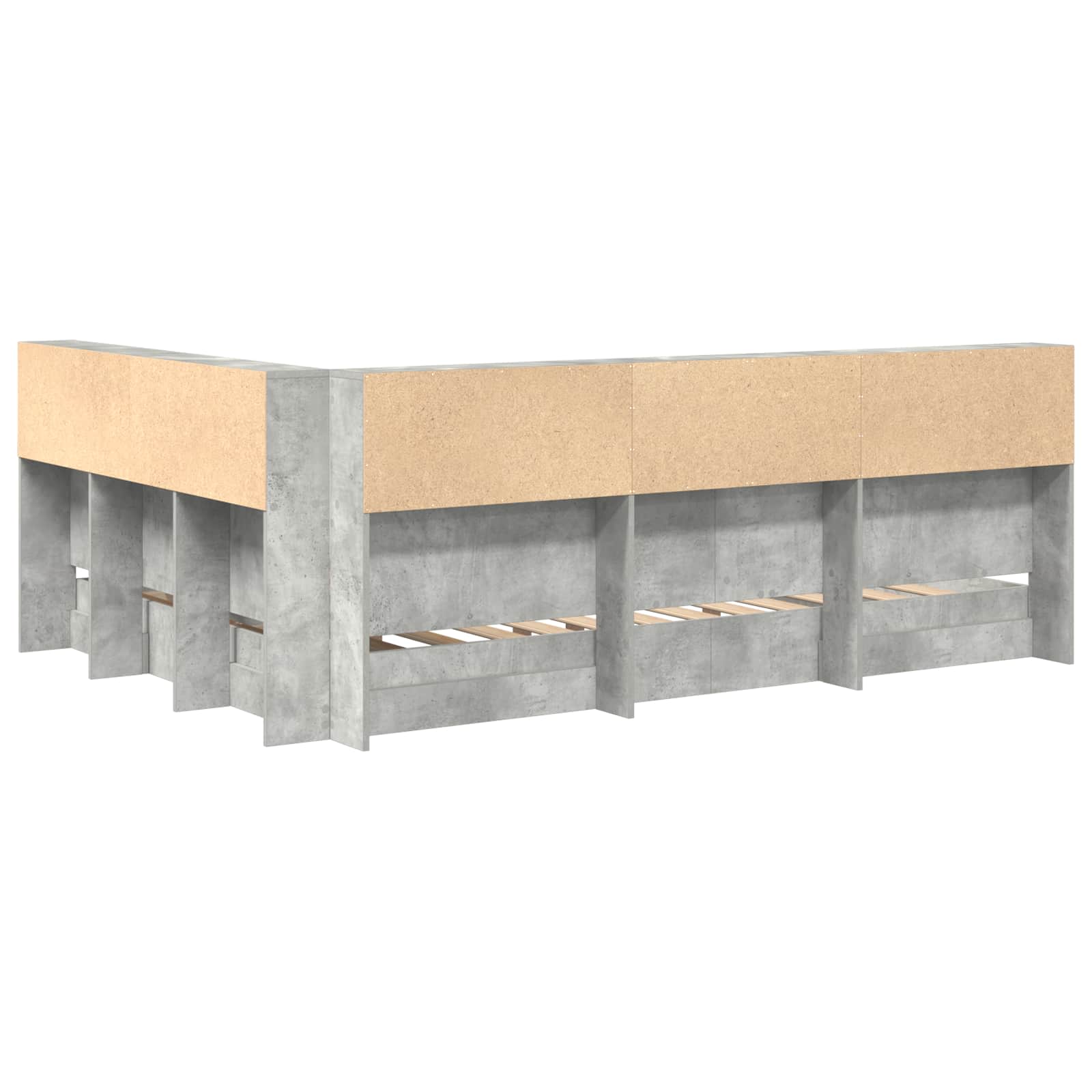 Lit Bibliothèque Gris béton 160 x 200 cm Bois d'ingénierie - XIOS