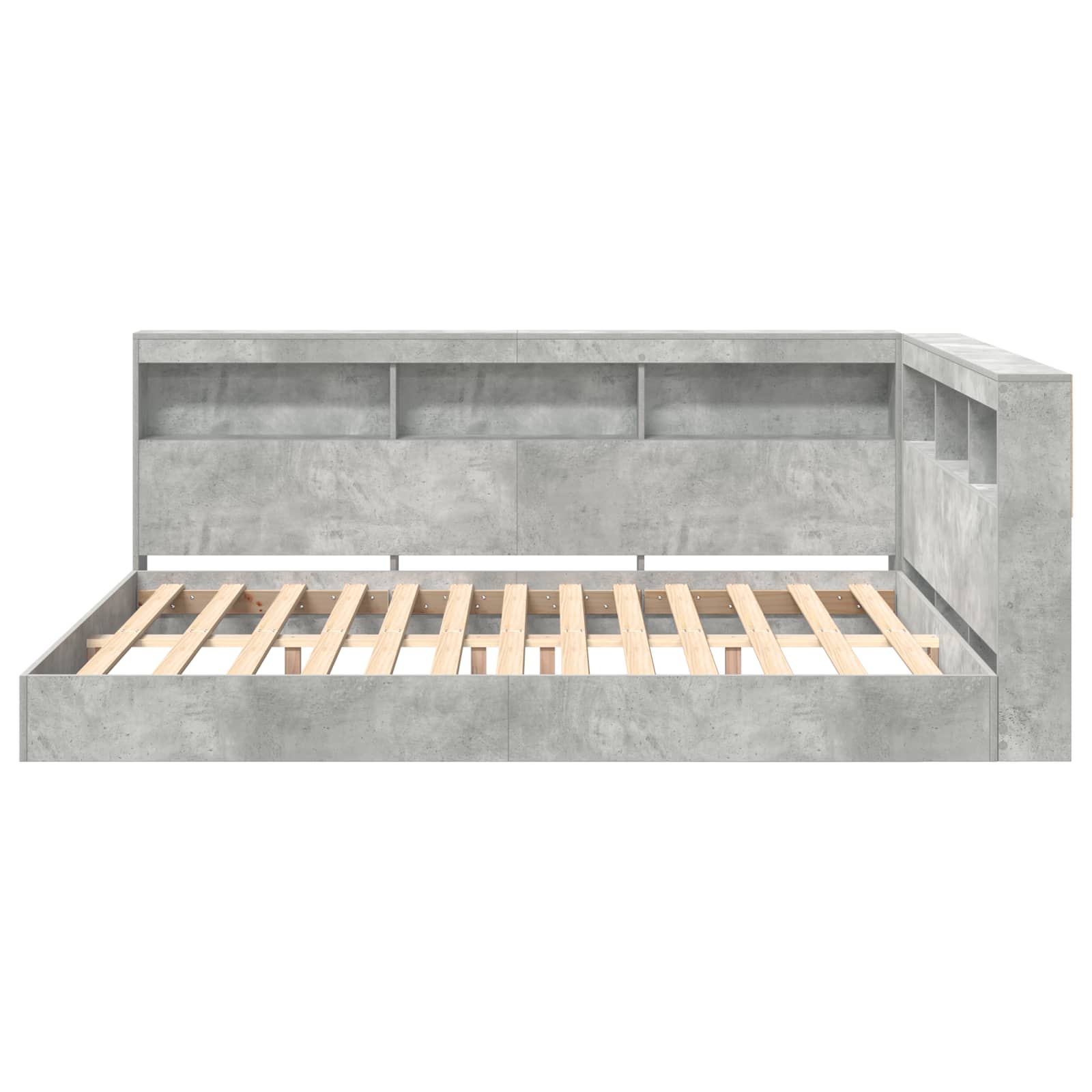 Lit Bibliothèque Gris béton 160 x 200 cm Bois d'ingénierie - XIOS