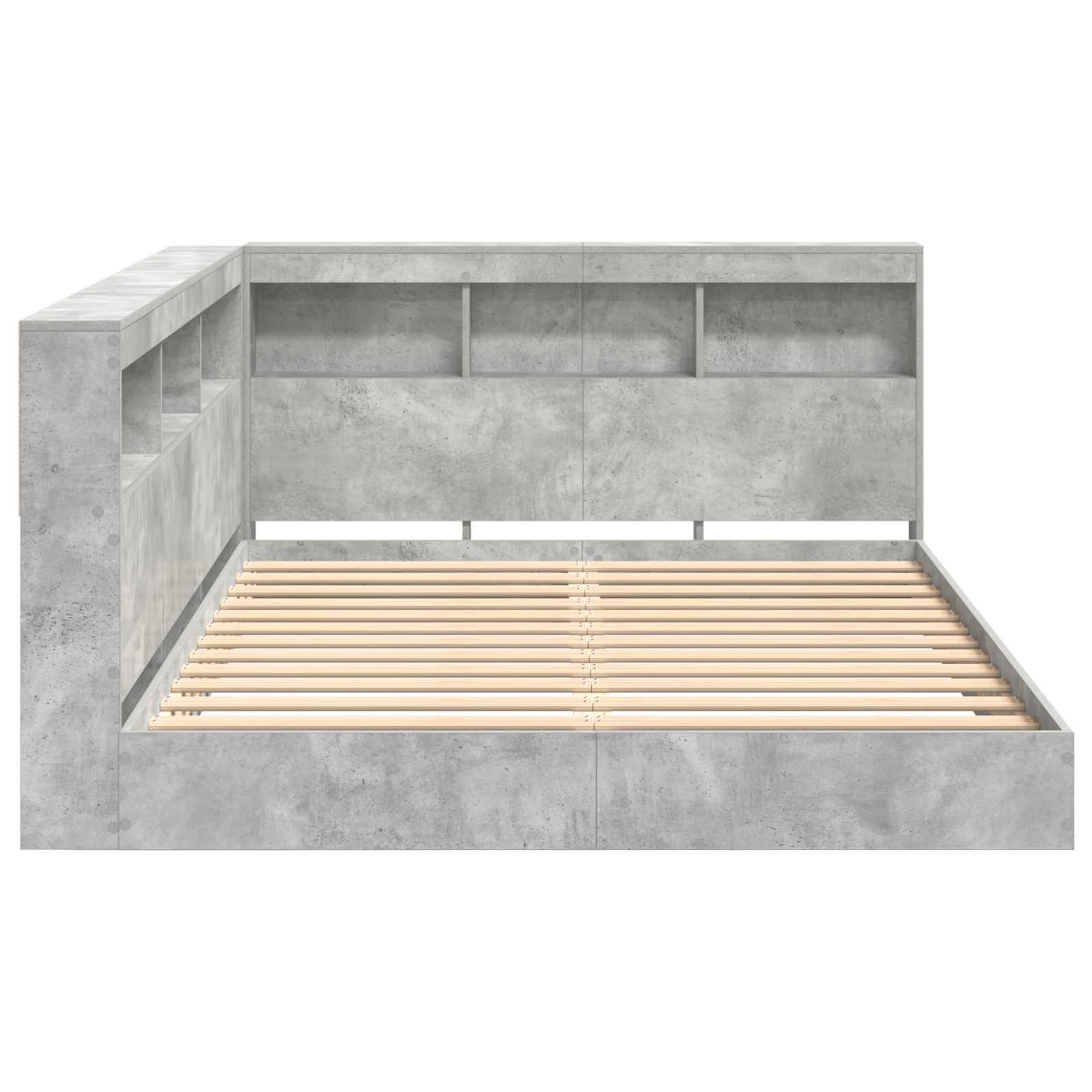 Lit Bibliothèque Gris béton 160 x 200 cm Bois d'ingénierie - XIOS