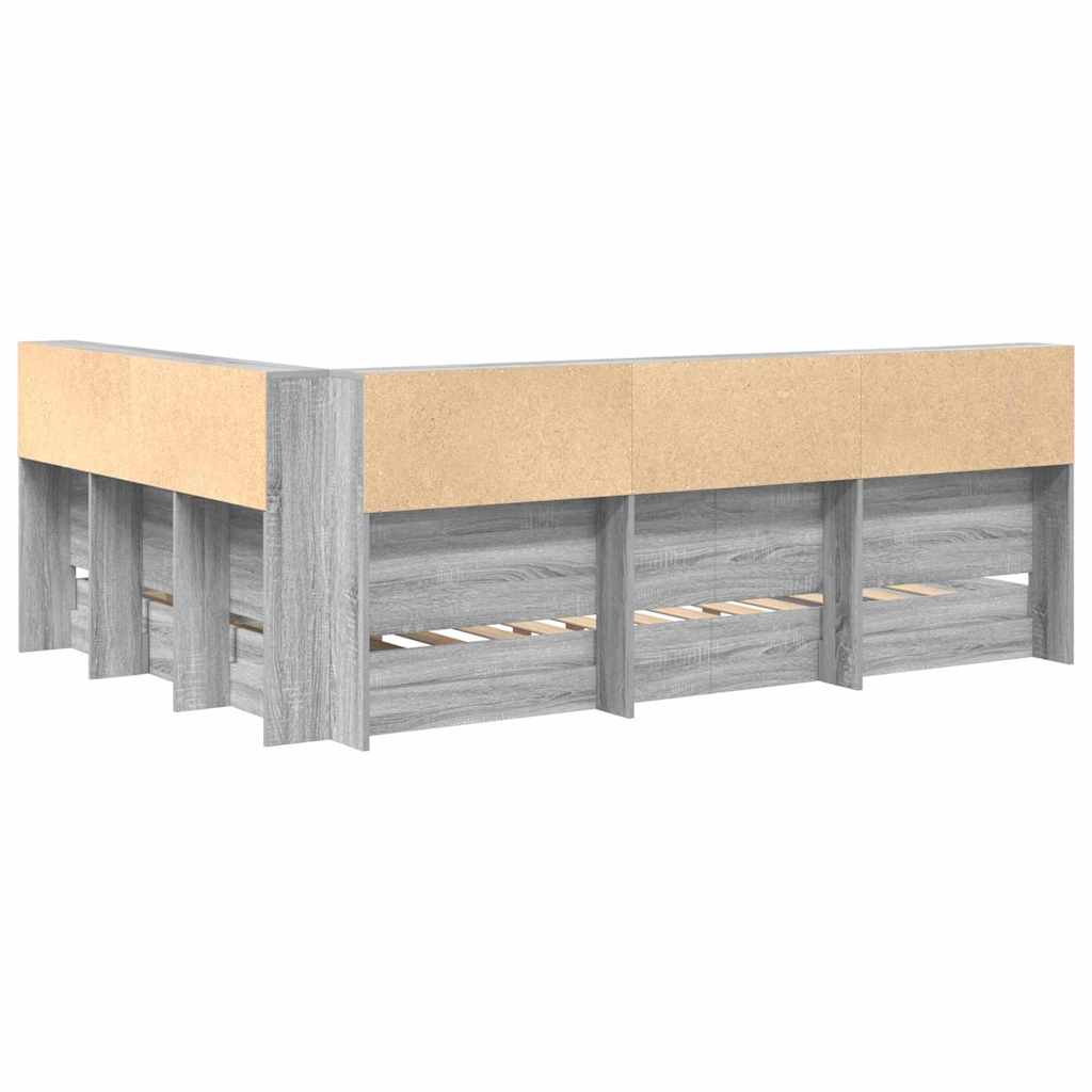 Lit Bibliothèque Sonoma gris 160 x 200 cm Bois d'ingénierie - XIOS