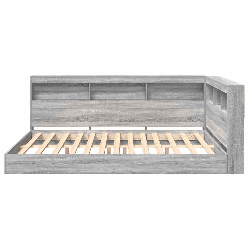 Lit Bibliothèque Sonoma gris 160 x 200 cm Bois d'ingénierie - XIOS