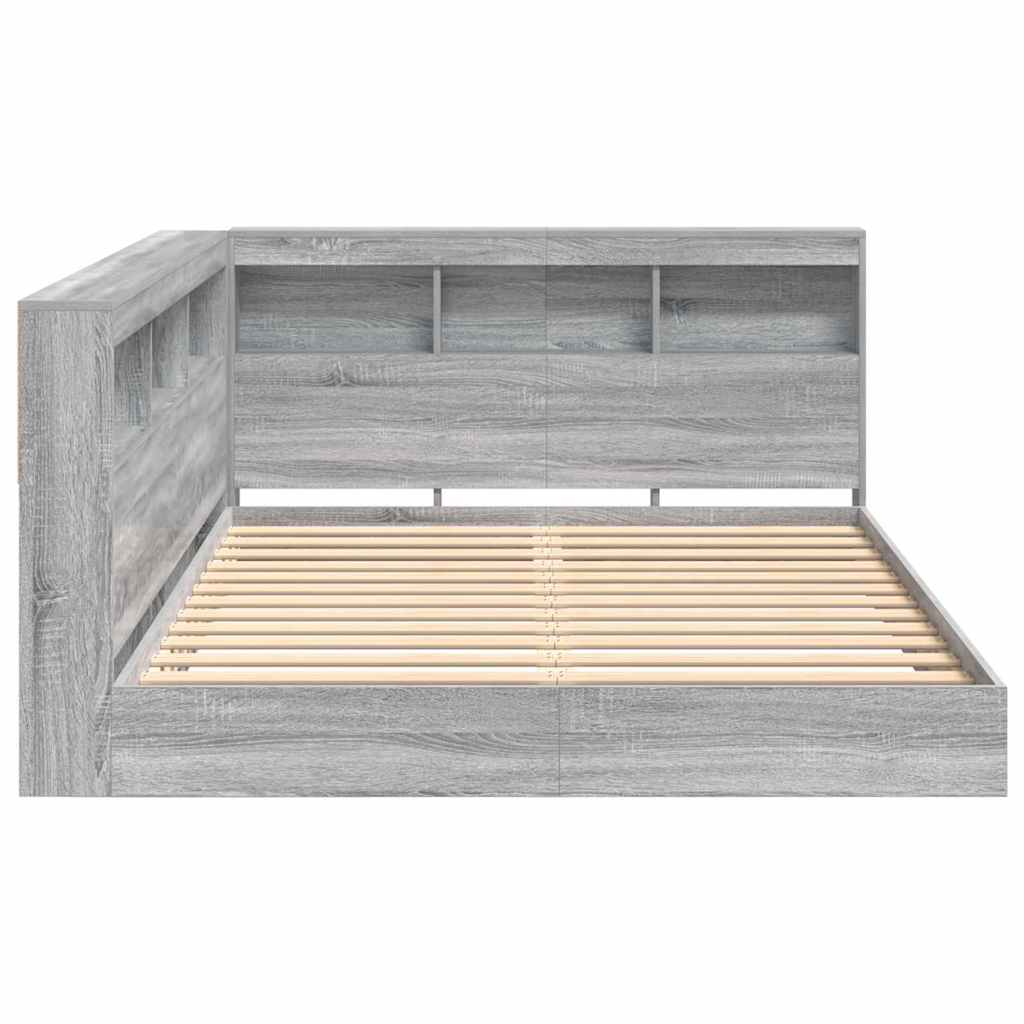 Lit Bibliothèque Sonoma gris 160 x 200 cm Bois d'ingénierie - XIOS