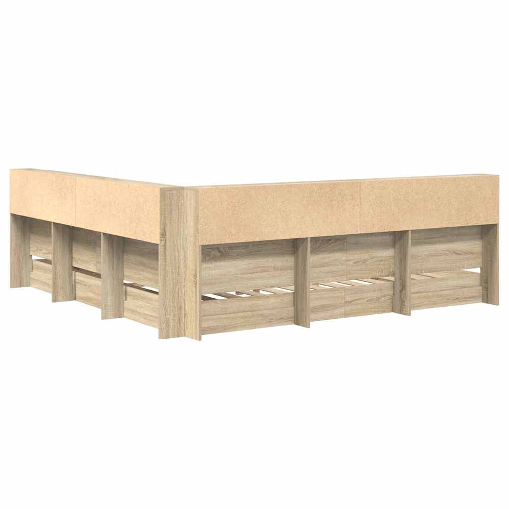 Lit Bibliothèque Chêne sonoma 180 x 200 cm Bois d'ingénierie - XIOS