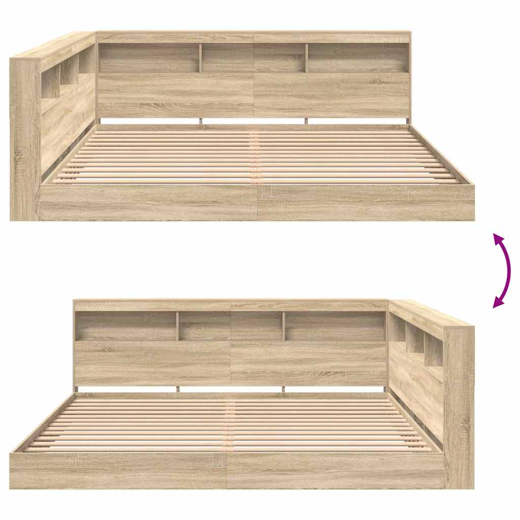 Lit Bibliothèque Chêne sonoma 180 x 200 cm Bois d'ingénierie - XIOS