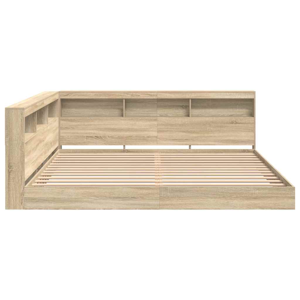 Lit Bibliothèque Chêne sonoma 180 x 200 cm Bois d'ingénierie - XIOS