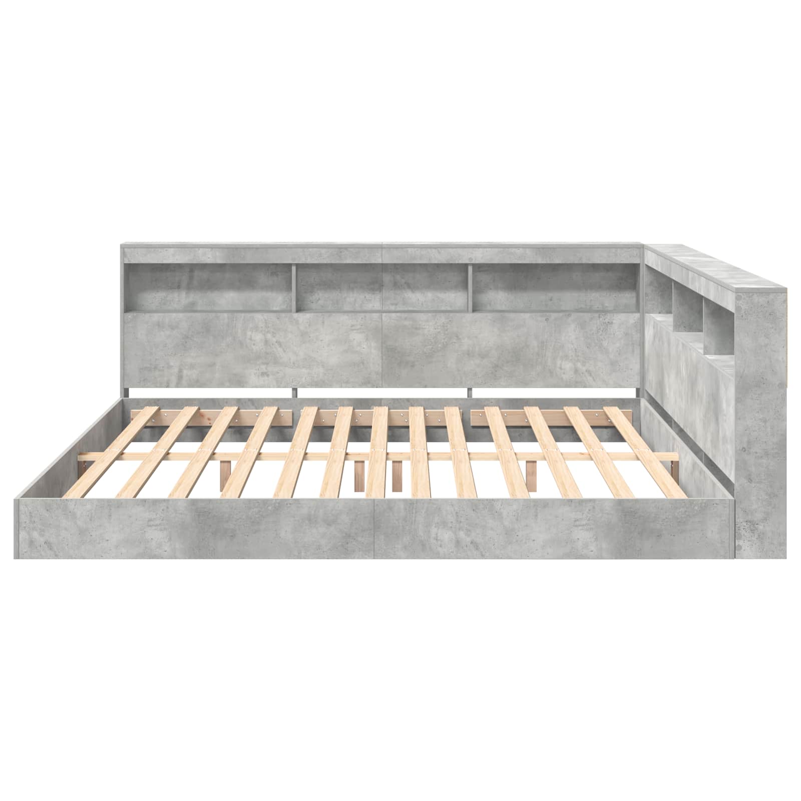 Lit Bibliothèque Gris béton 180 x 200 cm Bois d'ingénierie - XIOS