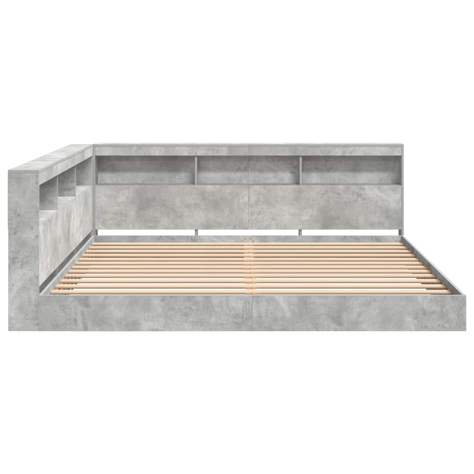 Lit Bibliothèque Gris béton 180 x 200 cm Bois d'ingénierie - XIOS
