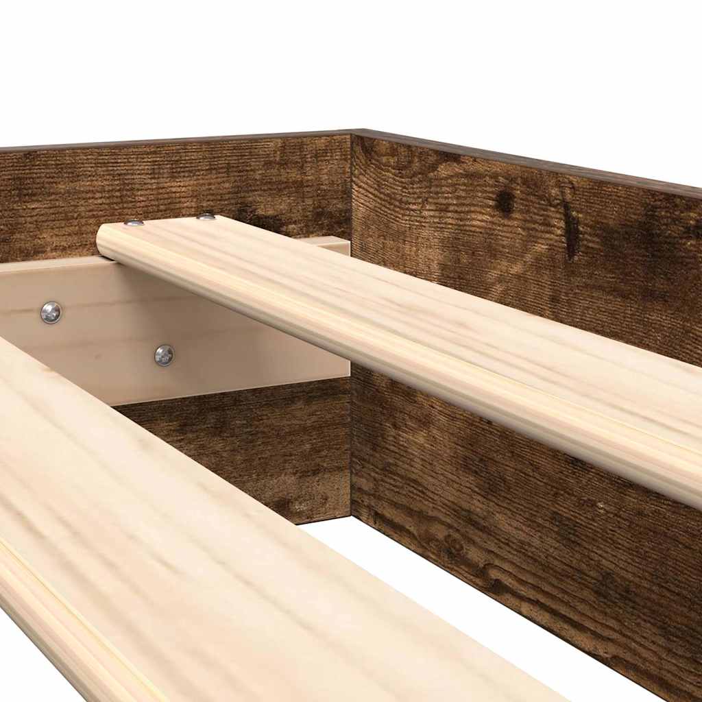 Lit Bibliothèque Chêne fumé 180 x 200 cm Bois d'ingénierie - XIOS