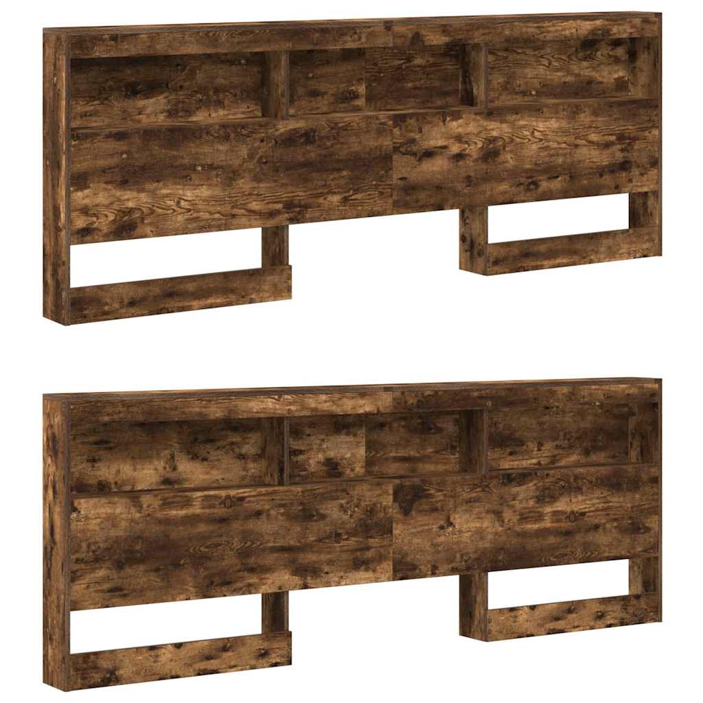 Lit Bibliothèque Chêne fumé 180 x 200 cm Bois d'ingénierie - XIOS
