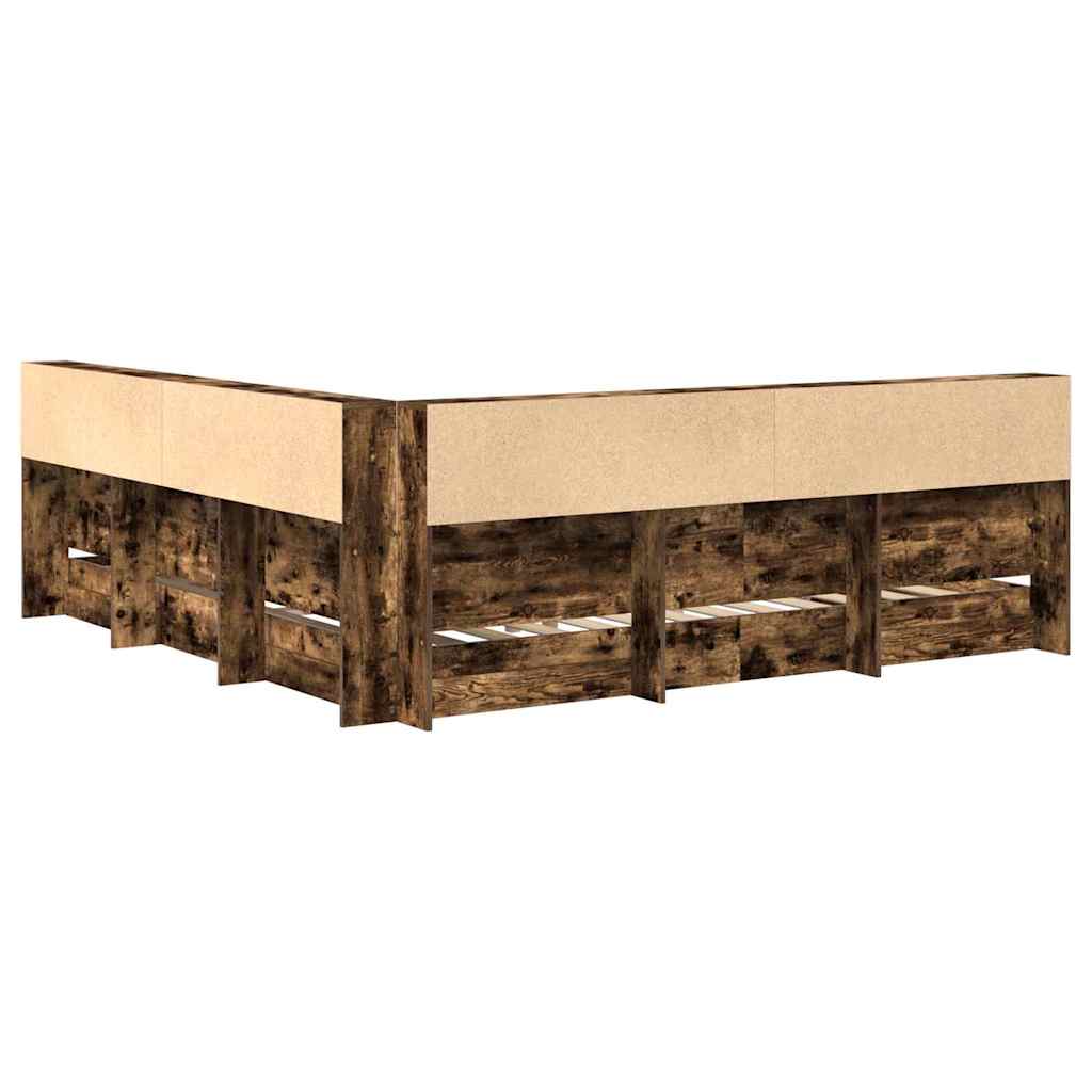 Lit Bibliothèque Chêne fumé 180 x 200 cm Bois d'ingénierie - XIOS