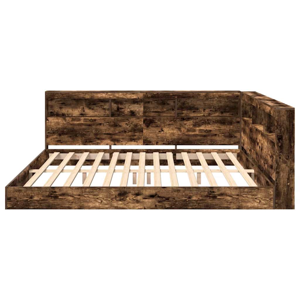 Lit Bibliothèque Chêne fumé 180 x 200 cm Bois d'ingénierie - XIOS